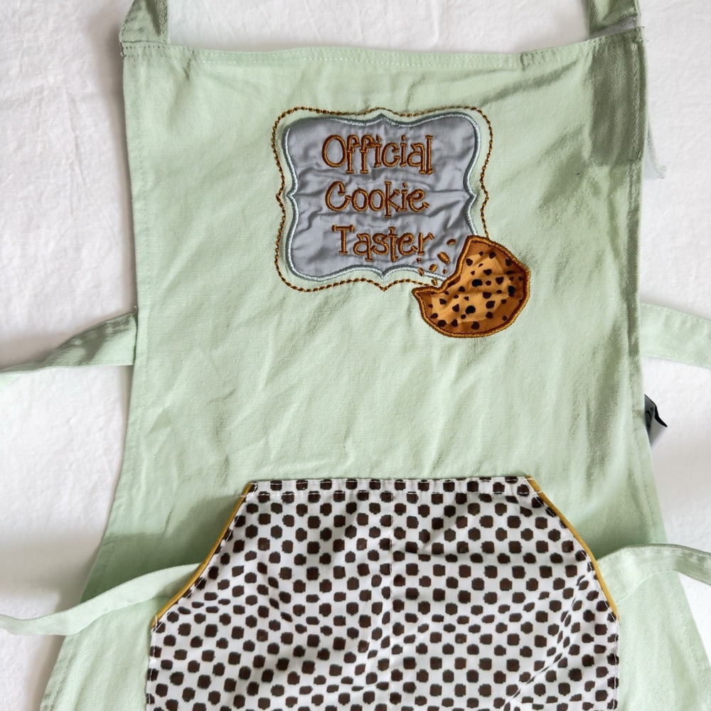 "Official Cookie Taster" Childs Kitchen Apron Front pocket Adj Neck Tie Back
